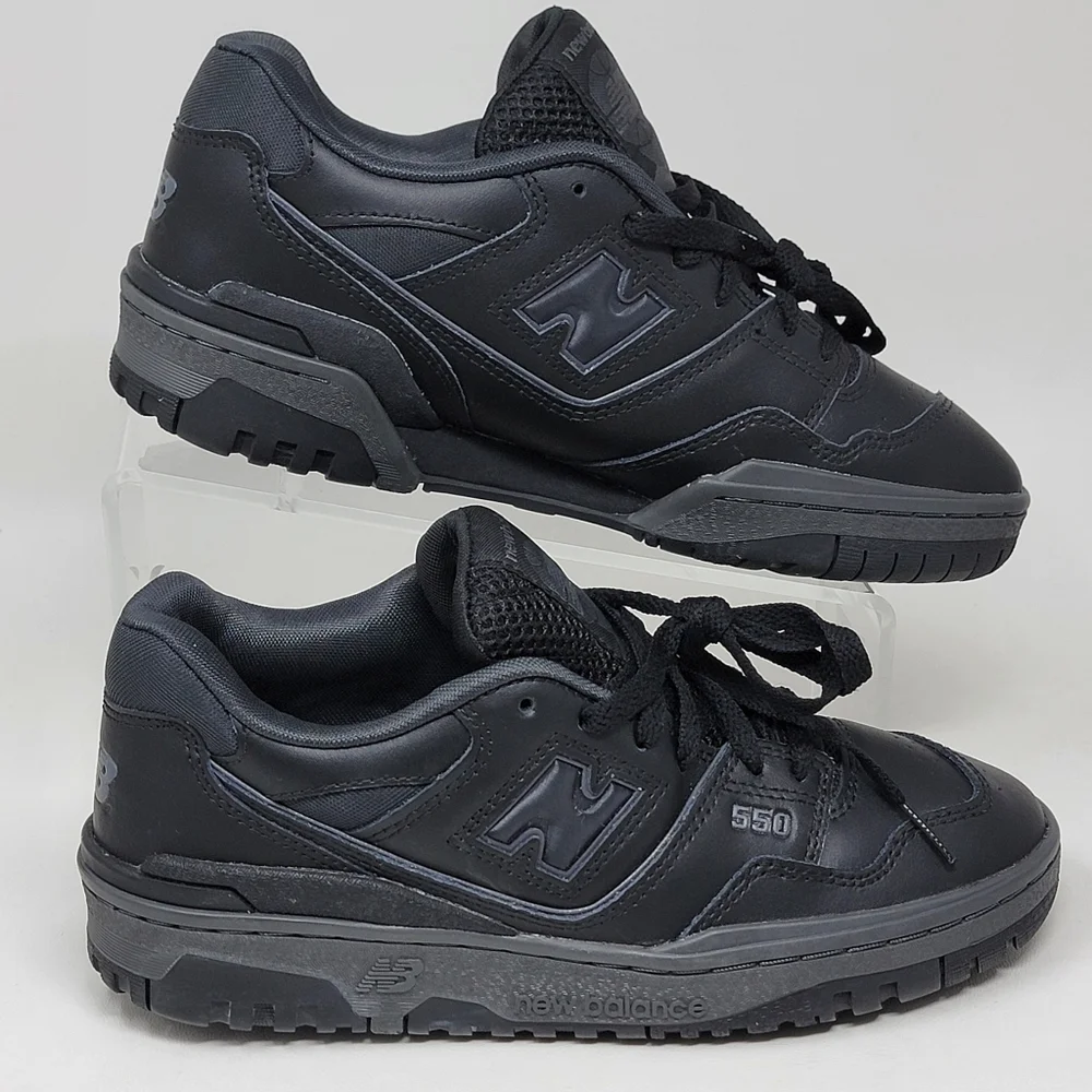 New Balance 550 Men's Size 7 US Low Triple Black GS GSB550BB Shoes Sneakers New
